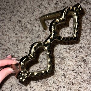 Gold Heart-Shaped Decor Glasses